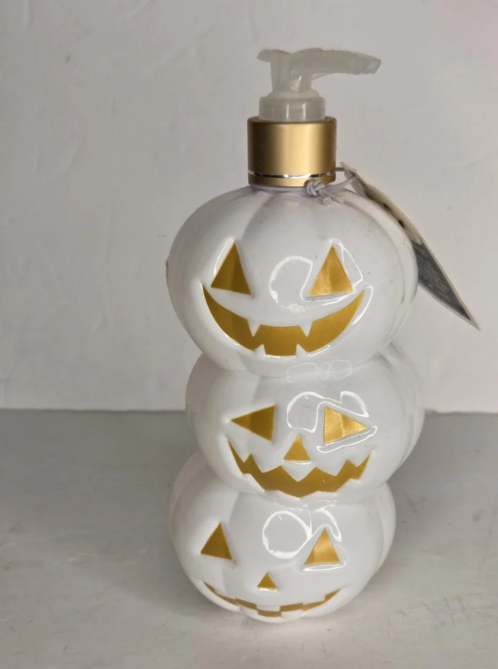 White Stacked Pumpkins‎ Soap Pump Dispenser Halloween Eucalyptus Sage